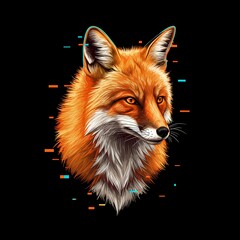 Obraz premium Digital illustration of a fox head with vibrant colors 