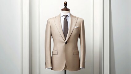Beige suit on a mannequin, elegant style, men's fashion