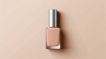 Beige Nail Polish Bottle on Beige Background 