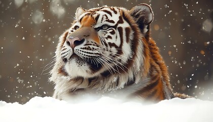 Majestic Tiger in Winter Snow