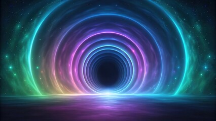 Obraz premium a surreal tunnel of vibrant, glowing concentric circles. The colors blend seamlessly, creating a mesmerizing visual effect, inviting viewers to the unknown 
