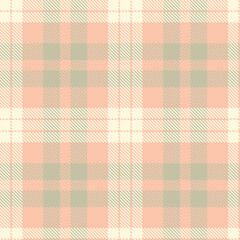 Dusty Light Peach Seamless Tartan with Neon Off White accents Fabric Design