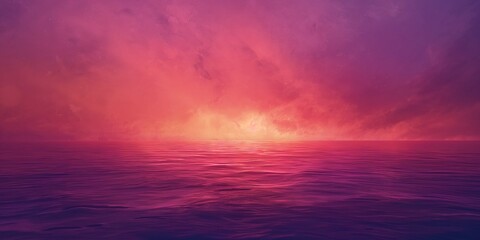 Fototapeta premium A serene sunset over calm waters, featuring vibrant hues of pink and purple, creating a peaceful atmosphere.