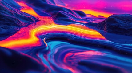 Obraz premium Aurora borealis northern lights idea. Colorful abstract landscape featuring vibrant flowing patterns of light and texture.