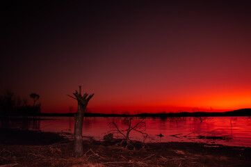 Red sky at dawn, sailors be warned. Warwick, Southern Downs, Queensland, Australia