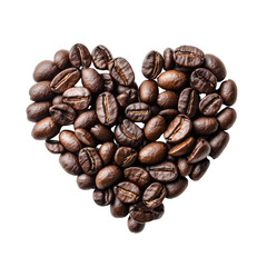 Heart Shape Made of Coffee Beans, Symbolizing Love for Caffeine, Freshness, and the Enjoyment of Coffee in Daily Life