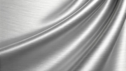 a shimmering and flowing silver satin fabric, with soft curves and textures