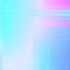 Obraz premium Abstract blue, mint and pink background with interlaced digital glitch and distortion effect. Futuristic cyberpunk design. Retro futurism, webpunk, rave 80s 90s cyberpunk aesthetic techno neon colors