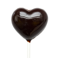 Dark Chocolate Heart-Shaped Lollipop on a White Stick for Sweet Treats, Perfect for Parties, Weddings, Valentine's Day, and Special Celebrations