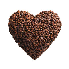Heart Shape Made of Roasted Coffee Beans Representing Love for Coffee and Passion for Brewing Aromatic Drinks in an Artistic Composition