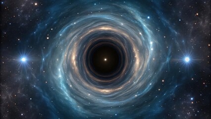 Obraz premium a cosmic black hole with swirling energy, bright stars, and a sense of infinite depth 