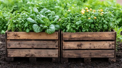 Growing Fresh Vegetables in Wooden Boxes