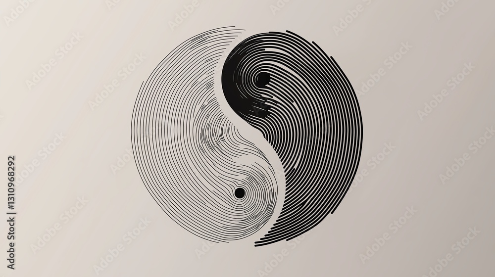 Poster a minimalist yin-yang symbol with ultra-thin lines
