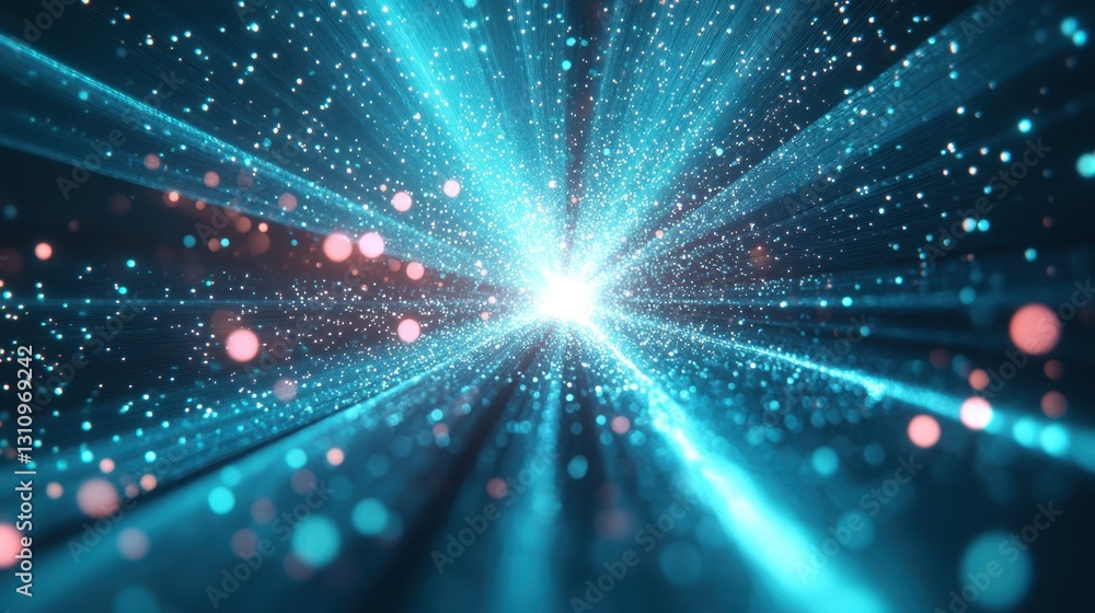 Poster a stunning display of light and color radiating from a central source in deep space