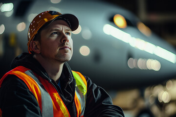 Obraz premium Focused Worker in Safety Gear