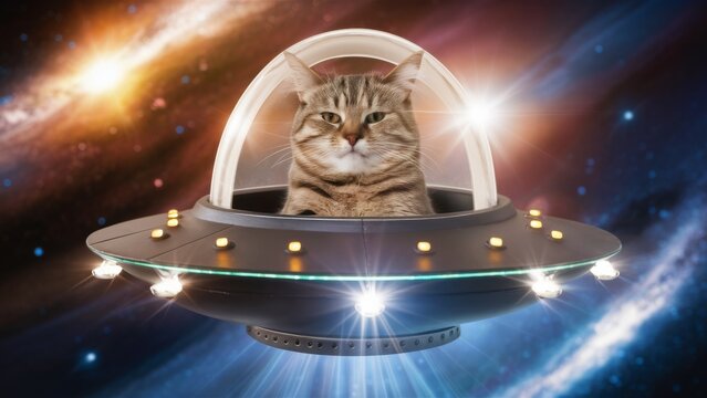 Cat in Ufo Spaceship