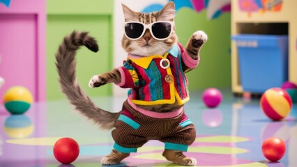 cat on the sunglasses in party