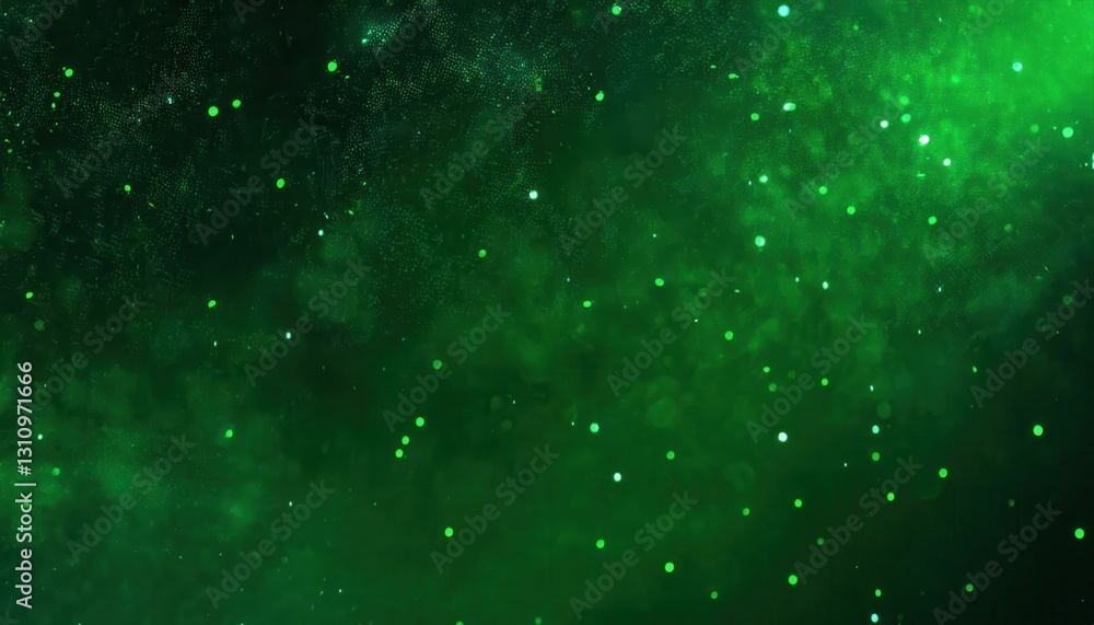Poster mesmerizing abstract green bokeh with glowing particles, ideal for backgrounds, digital art, sci-fi,