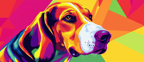 Dynamic American Foxhound Dog in Action - Close-Up Vector Illustration Showcasing the Playful Spirit and Athleticism of This Beloved Breed in a Cool and Engaging Style