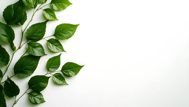 Fresh green leaves on white background (3)