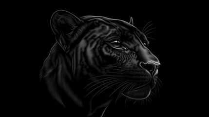 Obraz premium Majestic black panther profile, dark background, wildlife art, graphic design
