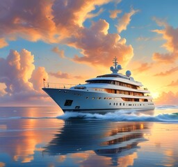 Naklejka premium Illustration of sailboat yaht in ocean.
