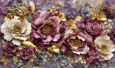 Luxurious floral wall mural