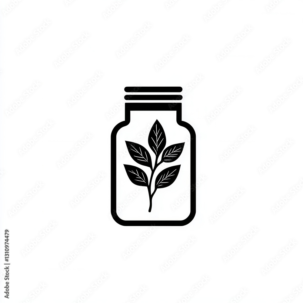 Poster elegant minimalist spice jar logo designed for herbal branding in black and white featuring simple a