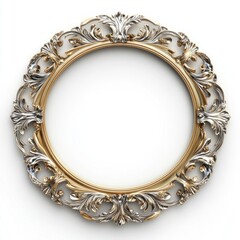 Elegant round gold and silver ornate frame.