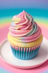 Funfetti birthday cupcake with colorful sprinkles.