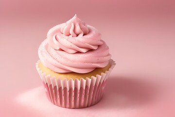 Raspberry cream cupcake with pink frosting.