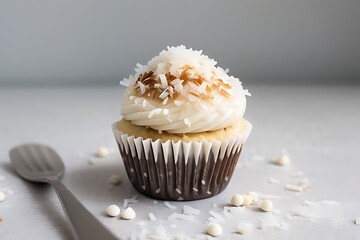Coconut paradise cupcake with flavored frosting.