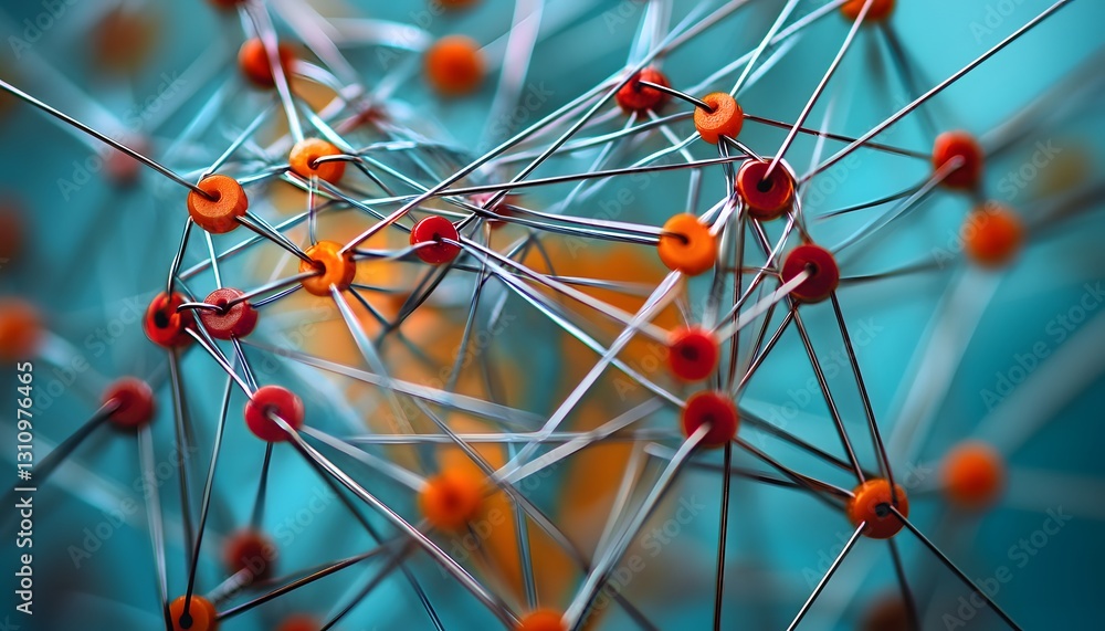 Poster abstract representation of molecular connections in science, showcasing vibrant colors and intricate
