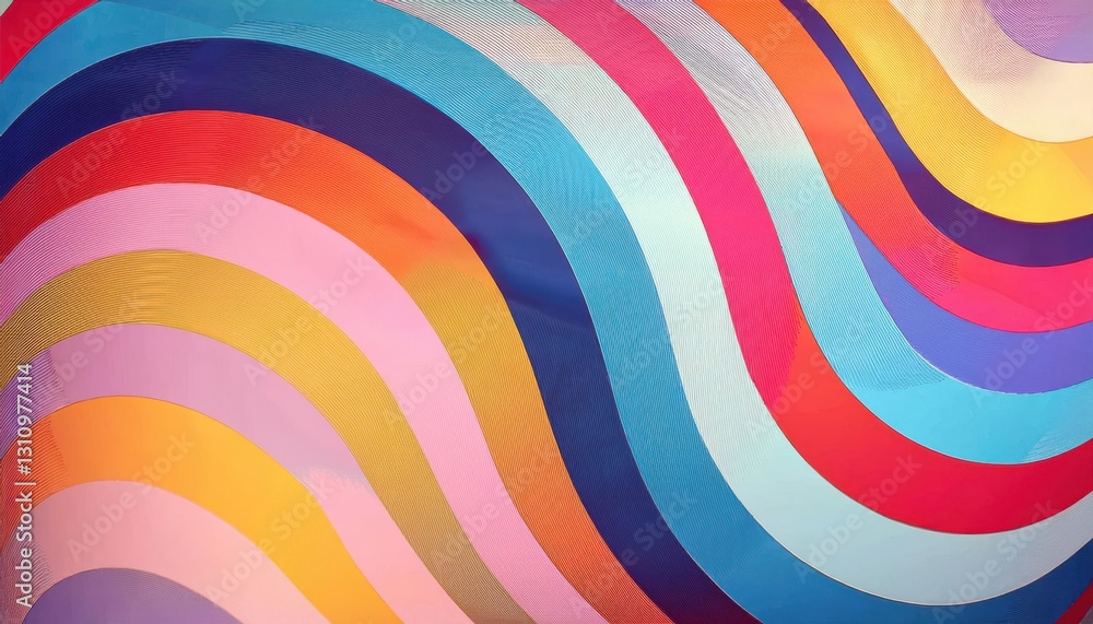 Poster vibrant abstract wave pattern with colorful curved lines in a modern fluid design for wall art, background, and decor


