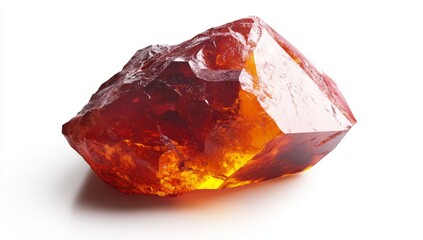 Raw Amber Gemstone Against White