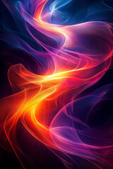 Abstract Colorful Light Waves on Black Background