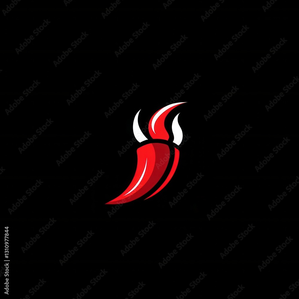Poster modern chili pepper logo with bold red color and minimalist fire icon designed for dynamic culinary 