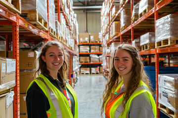Obraz premium Smiling Warehouse Workers in Action