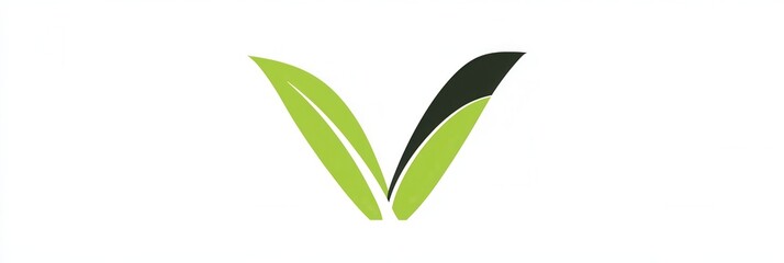 Creative vegetarian food logo featuring a clean green V integrated with leaves promoting a healthy lifestyle and eco friendly branding