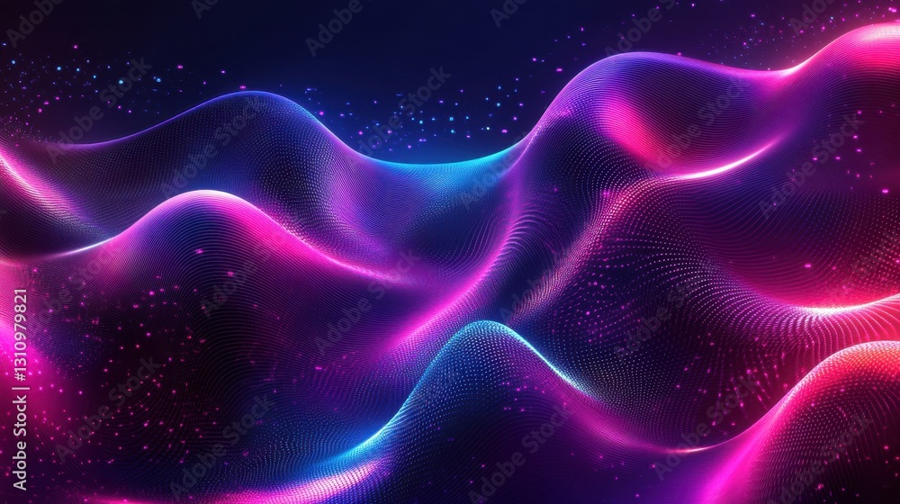 Poster dynamic flow of vibrant colors in an abstract wave pattern with light effects