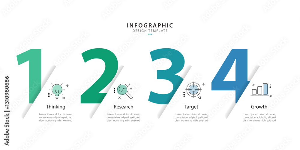 Poster timeline infographic template. 4 step timeline journey, calendar flat simple infographics design tem
