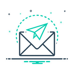 Email with paper plane on digital platform