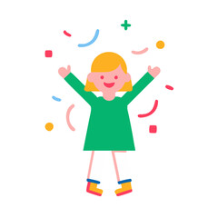 Happy girl celebrating with confetti