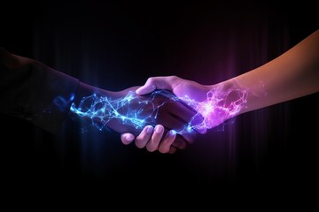 Technology, DigitalArt, Futuristic, TechInnovation, Cyberpunk, ArtificialIntelligence, HandsOfTechnology, PurpleAesthetic, CyberHands, HighTech, AIArt, NeonGlow, TechVibes, DigitalTransformation, Virt