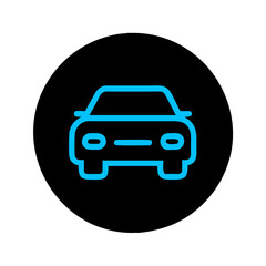 Black circular car icon with blue outline