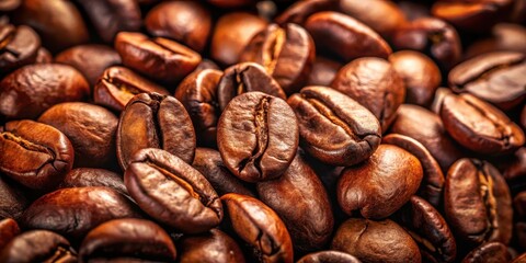 Fototapeta premium Close up of glossy coffee beans with rich brown hues, rich, food, rich, food,beauty, nature, kitchen, beans, brown