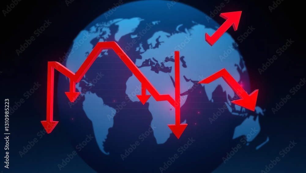 Poster a holographic projection of financial graphs and a world map with glowing lines on a dark background