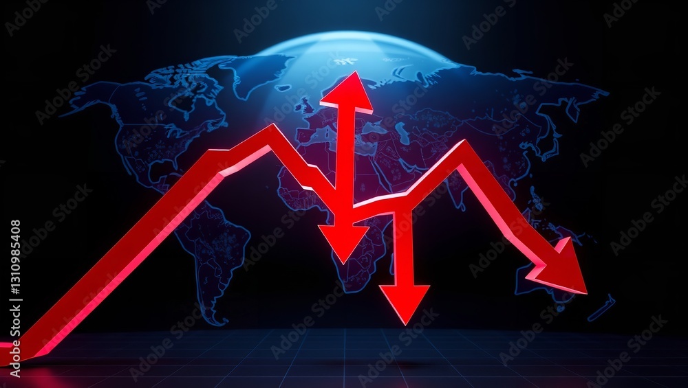 Poster a holographic projection of financial graphs and a world map with glowing lines on a dark background