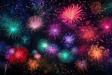Cityscape, Fireworks, Celebration, SkylineView, NightSky, UrbanGlow, CityLights, FestiveVibes, NewYearEve, PartyTime, IlluminatedSky, ColorfulFireworks, NightPhotography, FestivalOfLights, Independenc