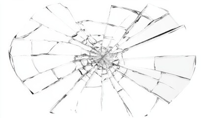 Fototapeta premium Broken glass shards on white background